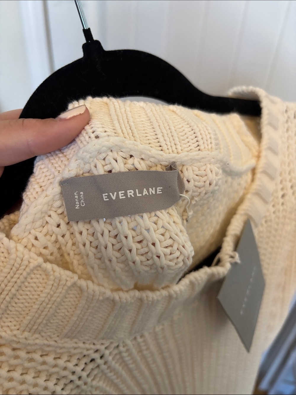 Everlane Cream Cable-Knit Crewneck Sweater - Picture 3 of 8